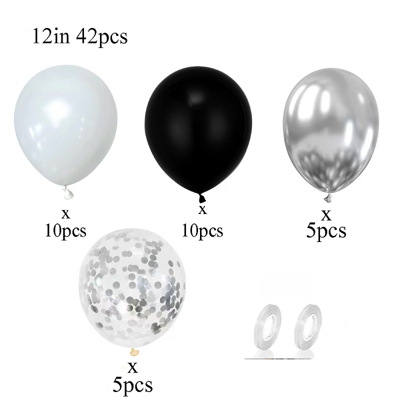 42 adet Gümüş Siyah Beyaz Konf - Balloon Pump Hand incelemesi ve fiyatı